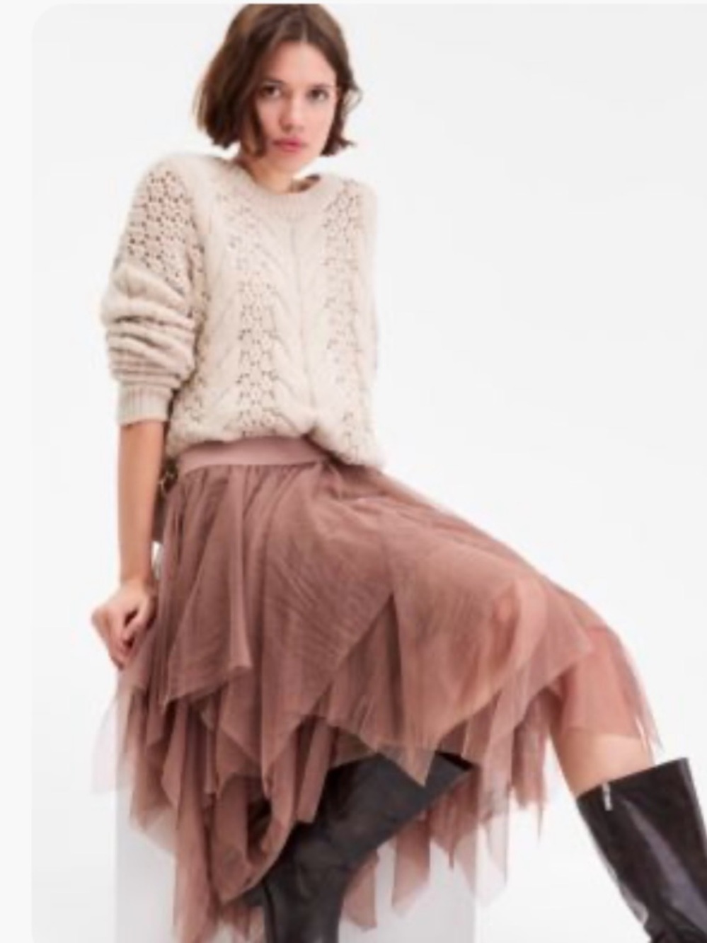 Lucky Brand Tiered Ruffle Tulle Midi Skirt Brown Size Medium New - Picture 15 of 15
